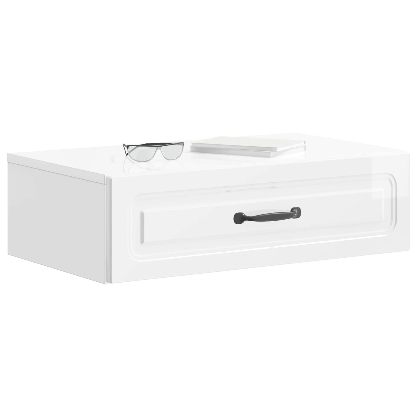 Tavolino da Parete Laterale Bianco Lucido 59 x 34,5 x 17 cm | homemem39