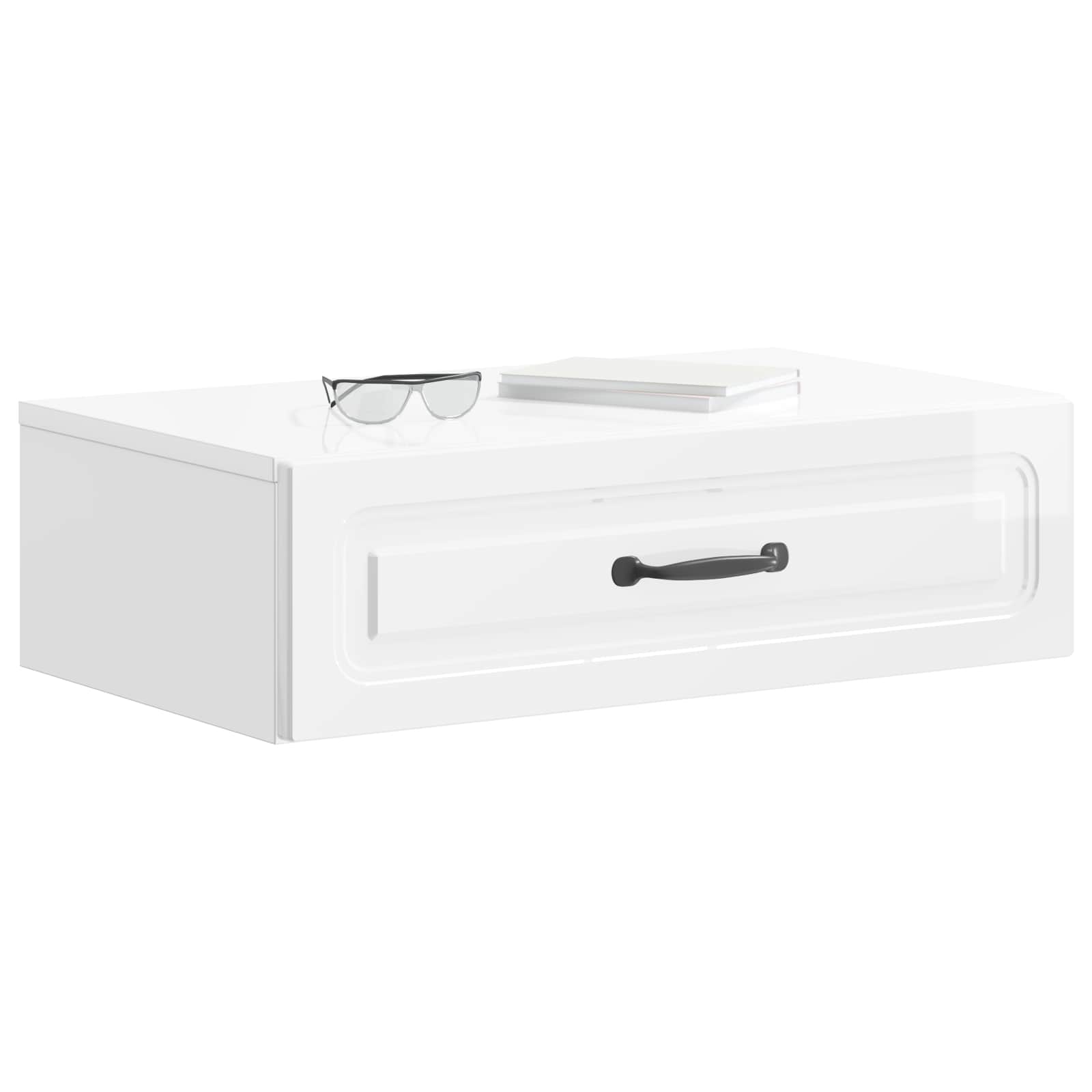 Tavolino da Parete Laterale Bianco Lucido 59 x 34,5 x 17 cm | homemem39