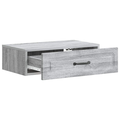 Tavolino da Parete Laterale Grigio Sonoma 59 x 34,5 x 17 cm