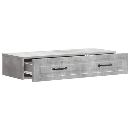 Tavolino da Parete Laterale Grigio Cemento 87,5 x 34,5 x 17 cm