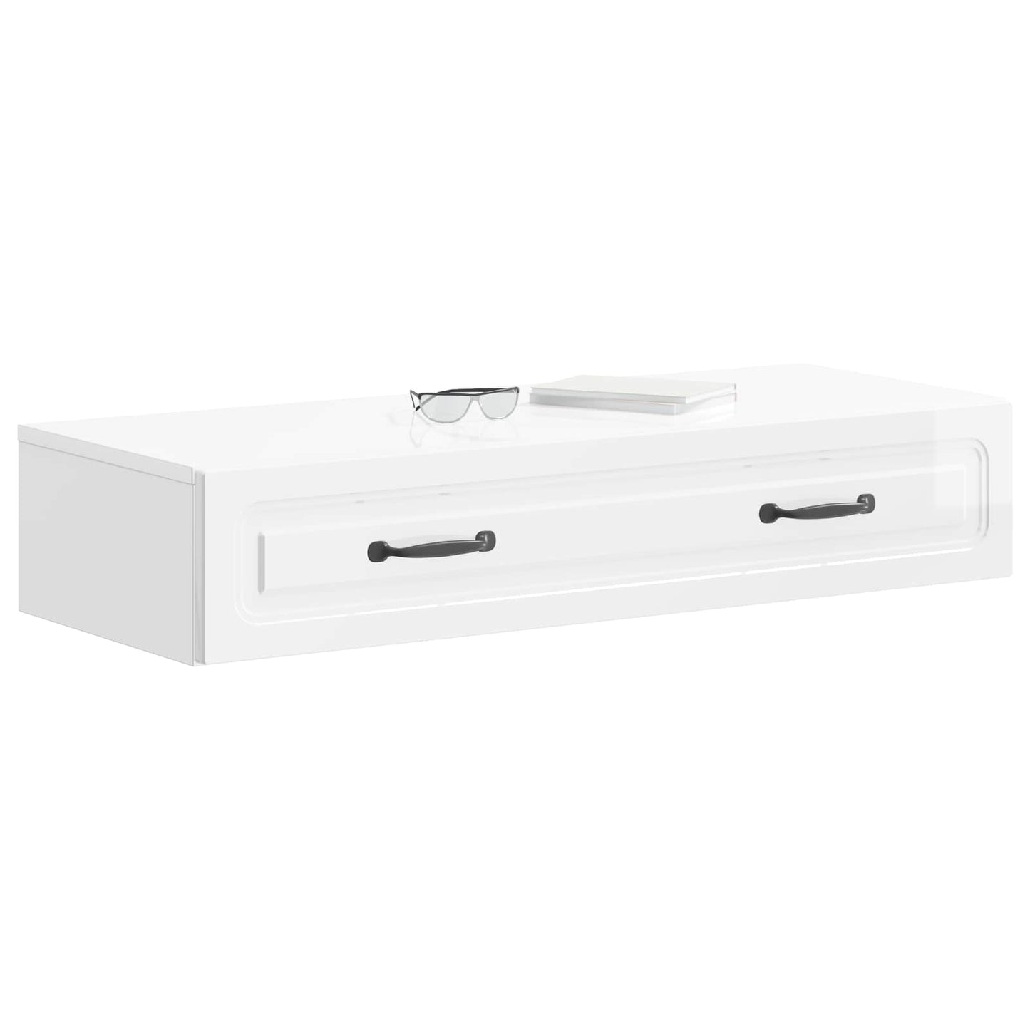 Tavolino da Parete Laterale Bianco Lucido 87,5 x 34,5 x 17 cm