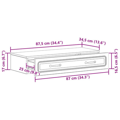 Tavolino da Parete Laterale Bianco Lucido 87,5 x 34,5 x 17 cm | homemem39