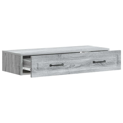 Tavolino da Parete Laterale Grigio Sonoma 87,5 x 34,5 x 17 cm