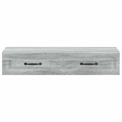 Tavolino da Parete Laterale Grigio Sonoma 87,5 x 34,5 x 17 cm