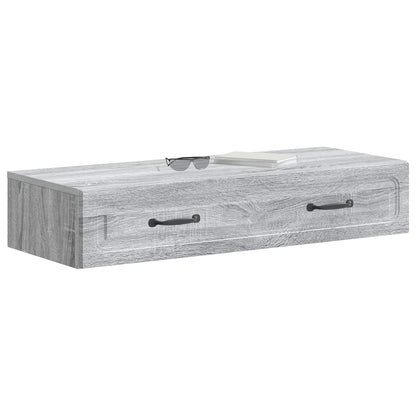 Tavolino da Parete Laterale Grigio Sonoma 87,5 x 34,5 x 17 cm