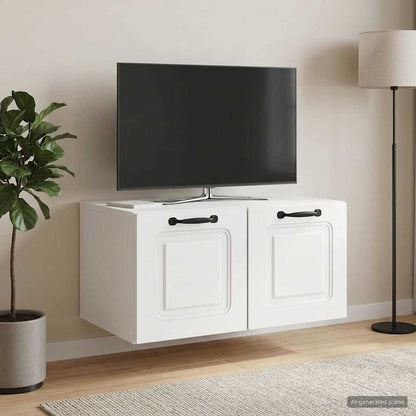 Mobile Porta TV da Muro Bianco Lucido 59,5 x 41 x 30 cm