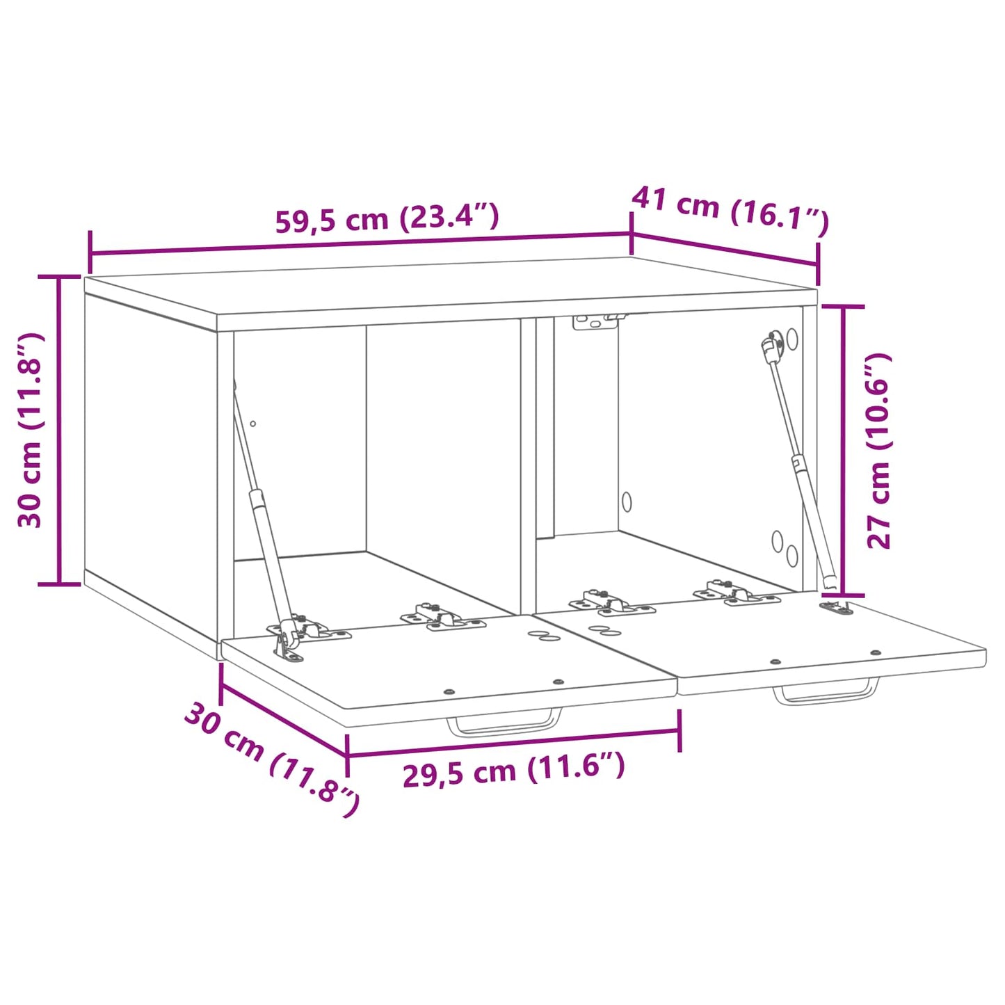 Mobile Porta TV da Muro Rovere Fumo 59,5 x 41 x 30 cm | homemem39