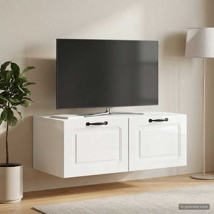 Mobile Porta TV da Muro Bianco Lucido 78,5 x 41 x 30 cm