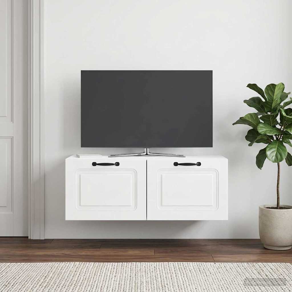 Mobile Porta TV da Muro Bianco Lucido 78,5 x 41 x 30 cm