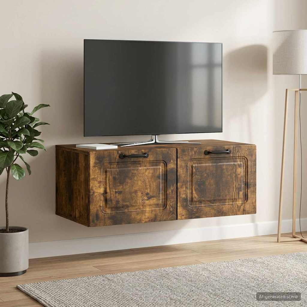 Mobile Porta TV da Muro Rovere Fumo 78,5 x 41 x 30 cm