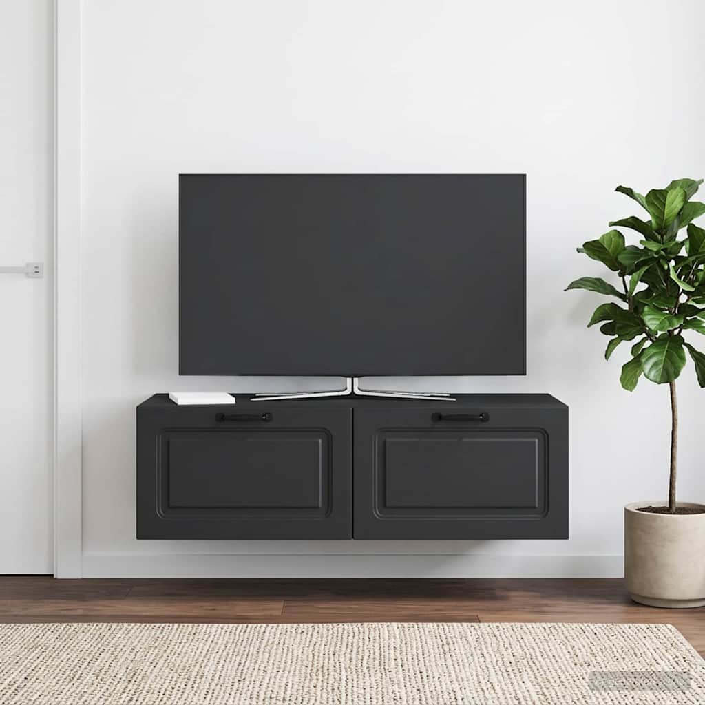 Mobile Porta TV da Muro Montaggio a parete Nero 98 x 41 x 30 cm