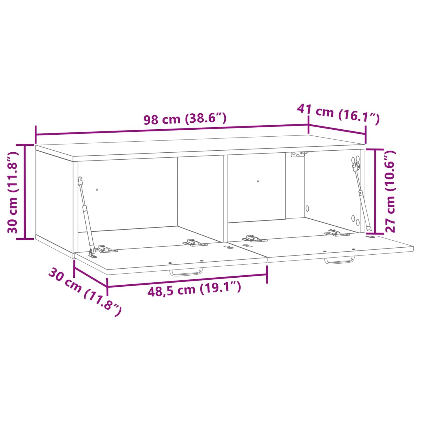 Mobile Porta TV da Muro Montaggio a parete Nero 98 x 41 x 30 cm | homemem39