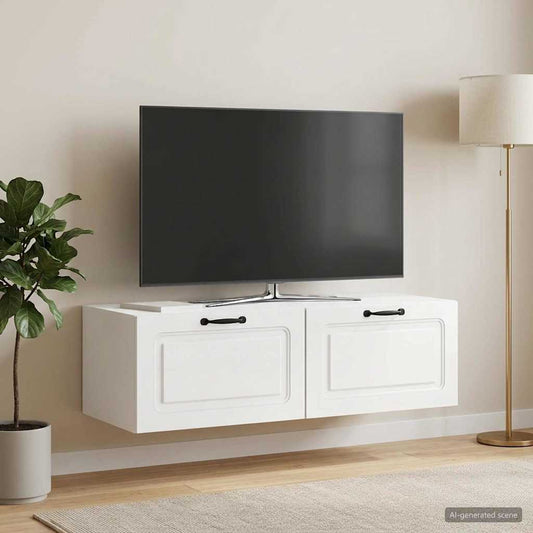 Mobile Porta TV da Muro Bianco Lucido 98 x 41 x 30 cm