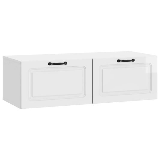 Mobile Porta TV da Muro Bianco Lucido 98 x 41 x 30 cm | homemem39