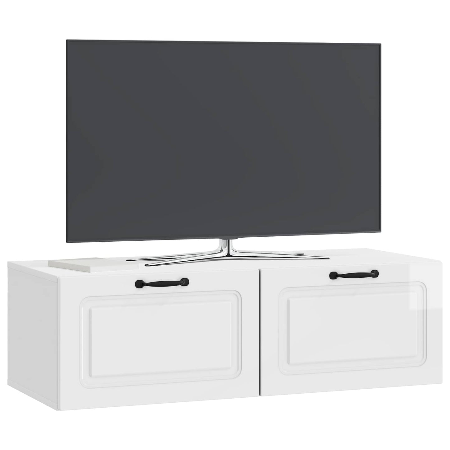 Mobile Porta TV da Muro Bianco Lucido 98 x 41 x 30 cm | homemem39