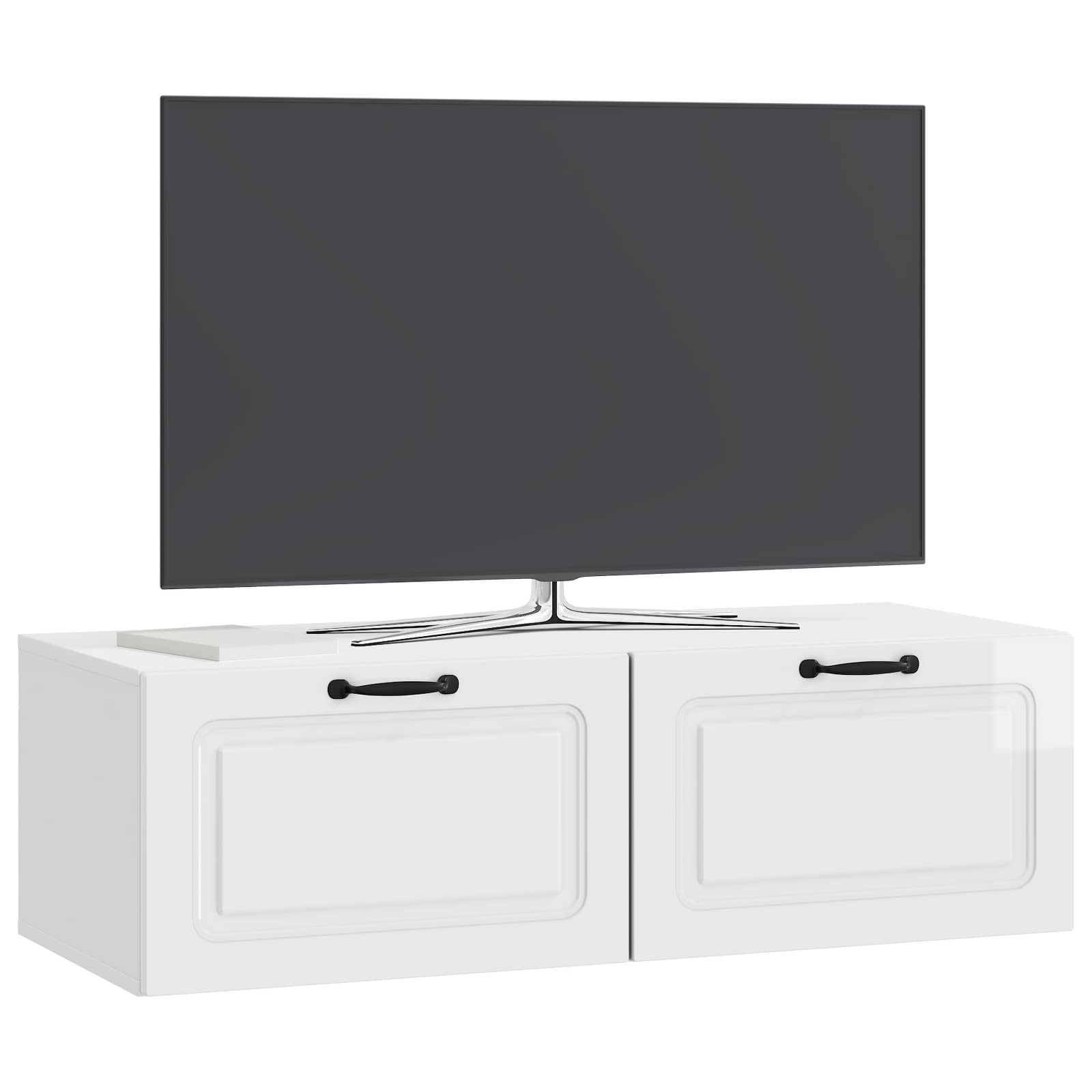 Mobile Porta TV da Muro Bianco Lucido 98 x 41 x 30 cm | homemem39