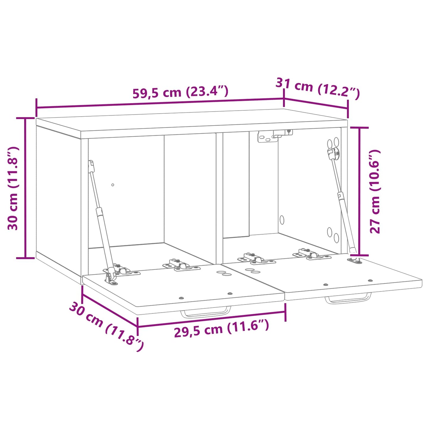 Mobile Porta TV da Muro Grigio Cemento 59,5 x 31 x 30 cm | homemem39