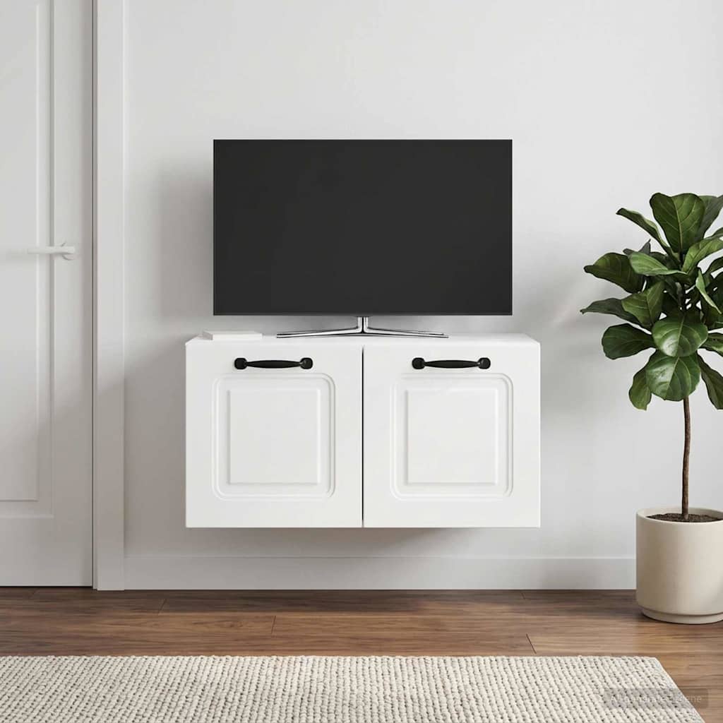 Mobile Porta TV da Muro Bianco Lucido 59,5 x 31 x 30 cm