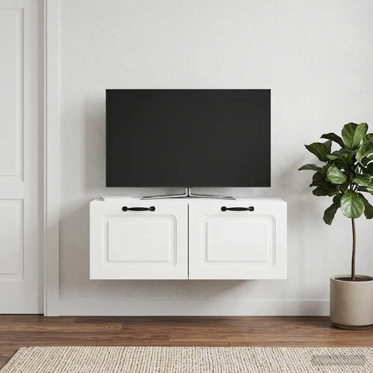 Mobile Porta TV da Muro Bianco Lucido 78,5 x 31 x 30 cm - homemem39