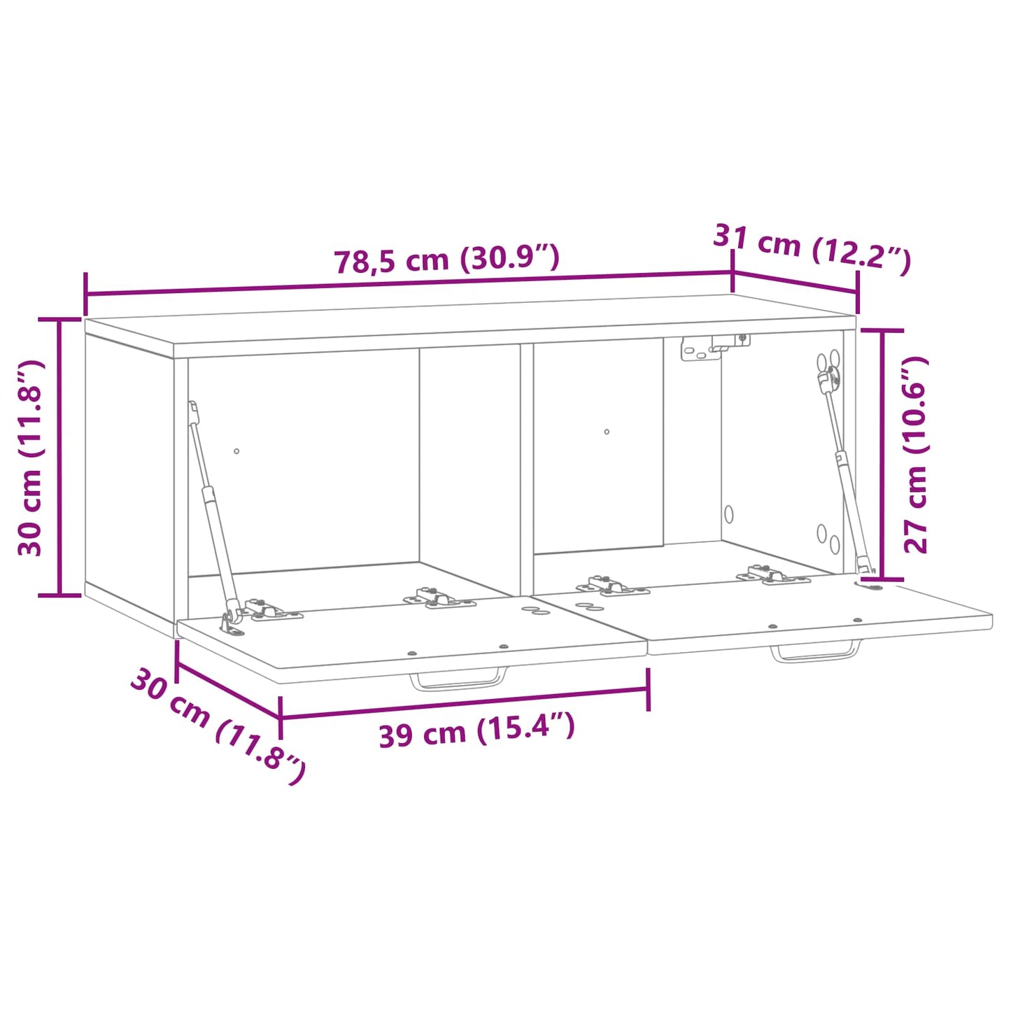 Mobile Porta TV da Muro Grigio Sonoma 78,5 x 31 x 30 cm | homemem39