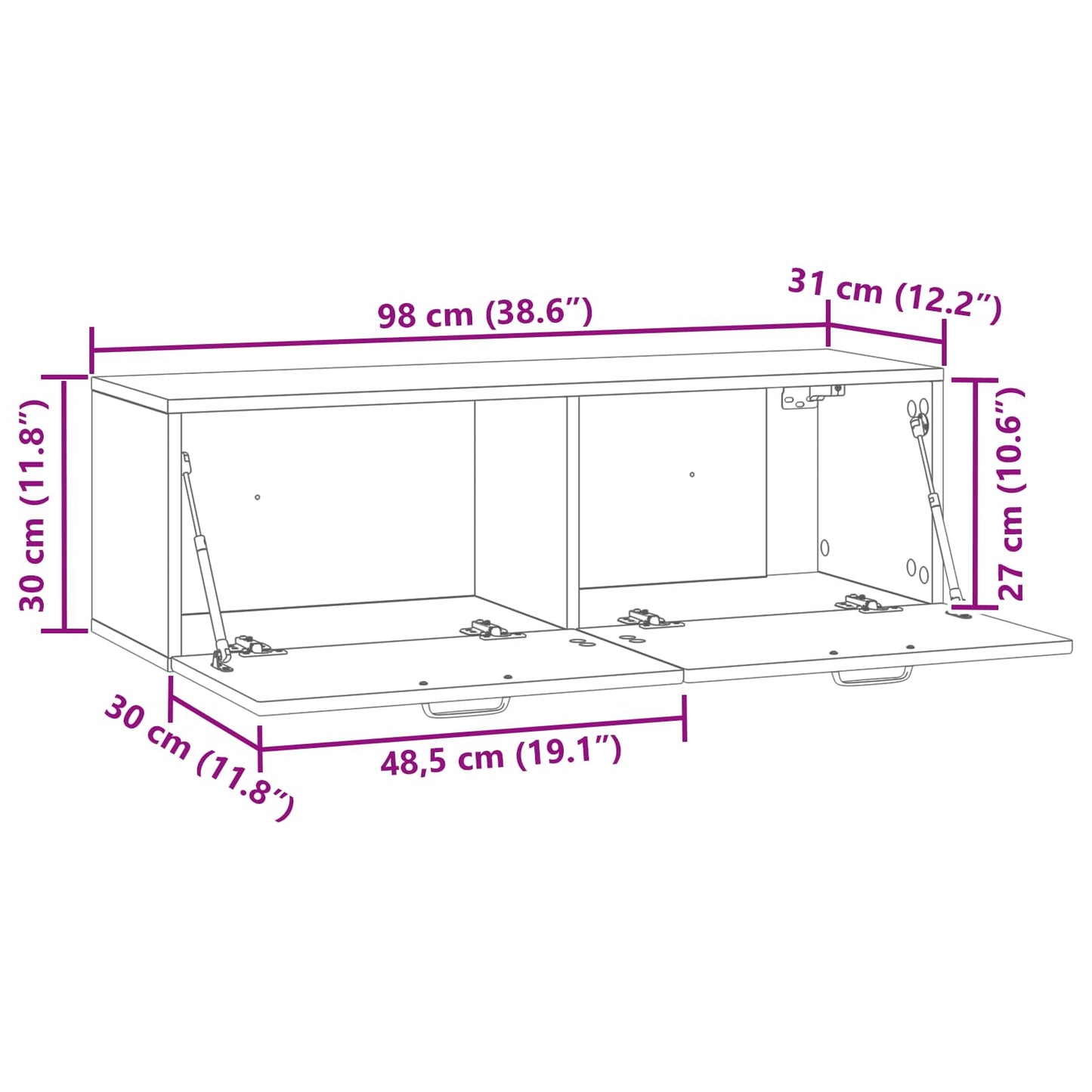 Mobile Porta TV da Muro Rovere Sonoma 98 x 31 x 30 cm | homemem39