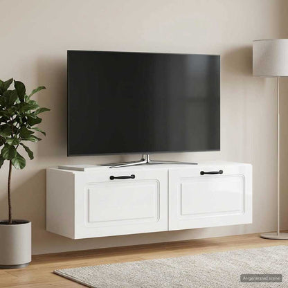 Mobile Porta TV da Muro Bianco Lucido 98 x 31 x 30 cm