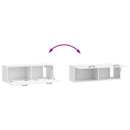 Mobile Porta TV da Muro Bianco Lucido 98 x 31 x 30 cm | homemem39
