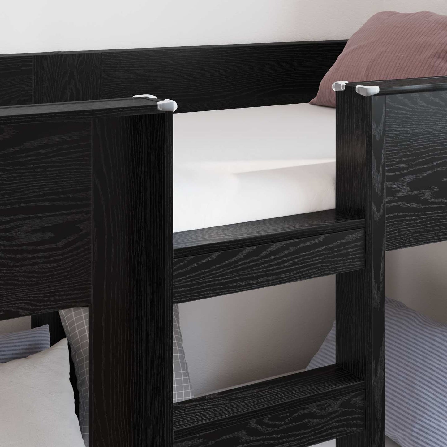 Letto a Castello per Bambini Rovere Nero 90 x 200 cm