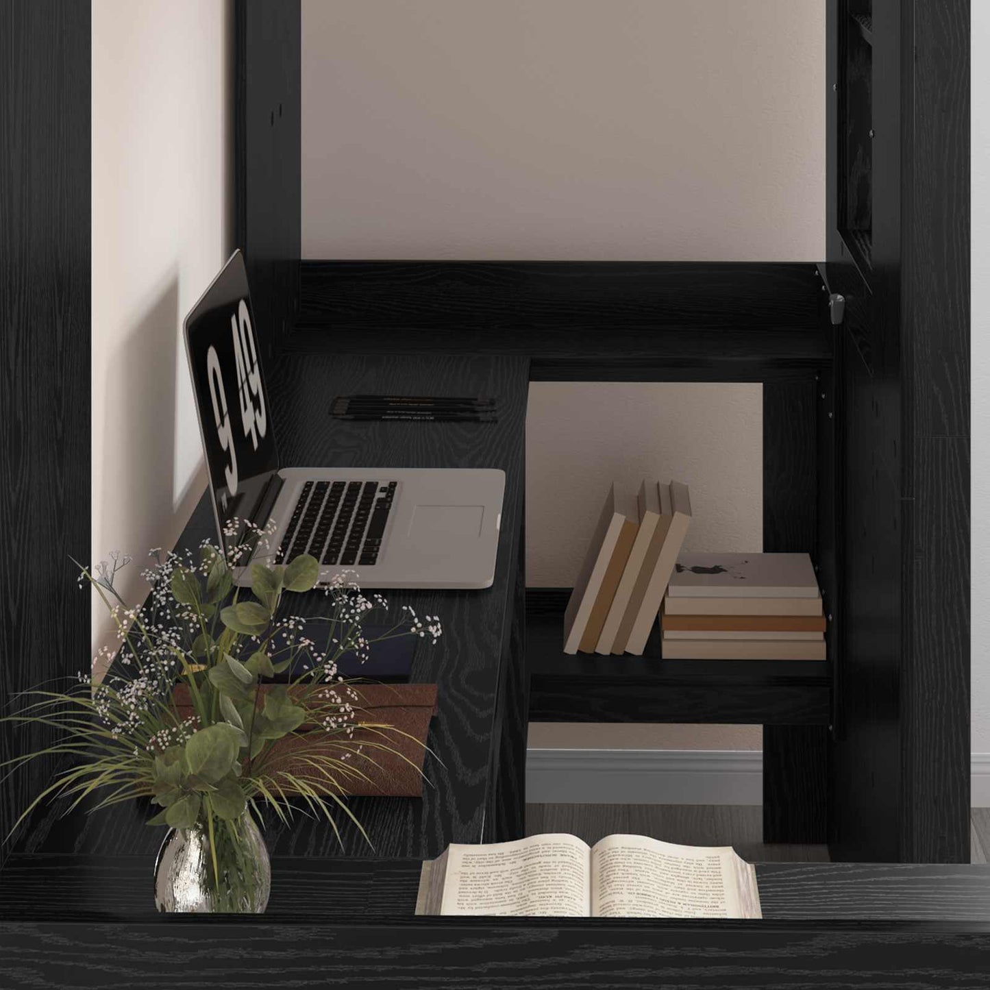 Struttura letto a castello con scrivania Rovere Nero | homemem39