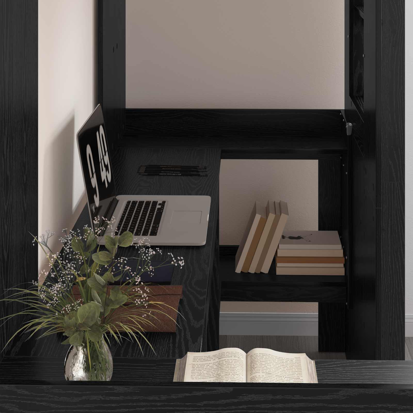 Struttura letto a castello con scrivania Rovere Nero | homemem39