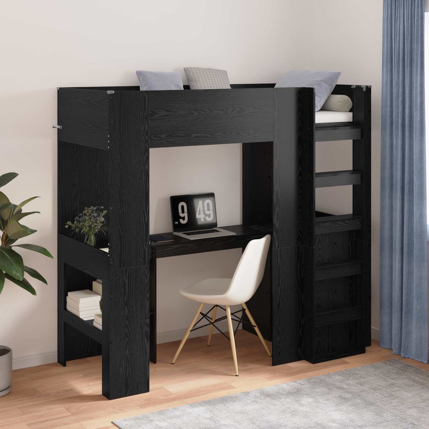 Struttura letto a castello con scrivania Rovere Nero | homemem39