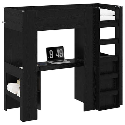 Struttura letto a castello con scrivania Rovere Nero | homemem39