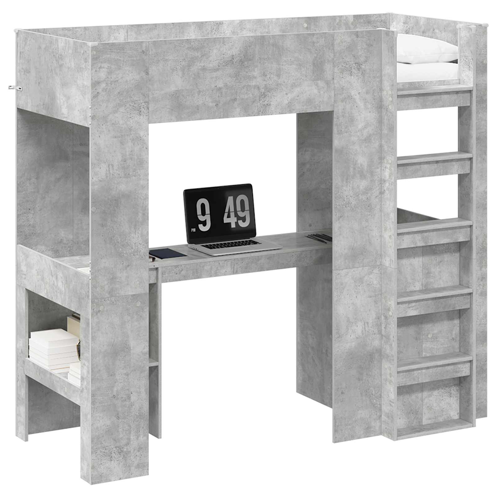 Struttura letto a castello con scrivania Grigio cemento | homemem39