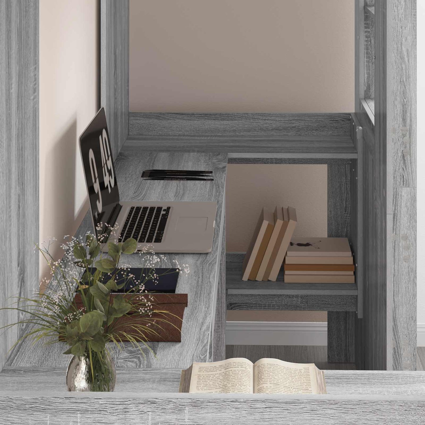 Struttura letto a castello con scrivania Grigio Sonoma | homemem39