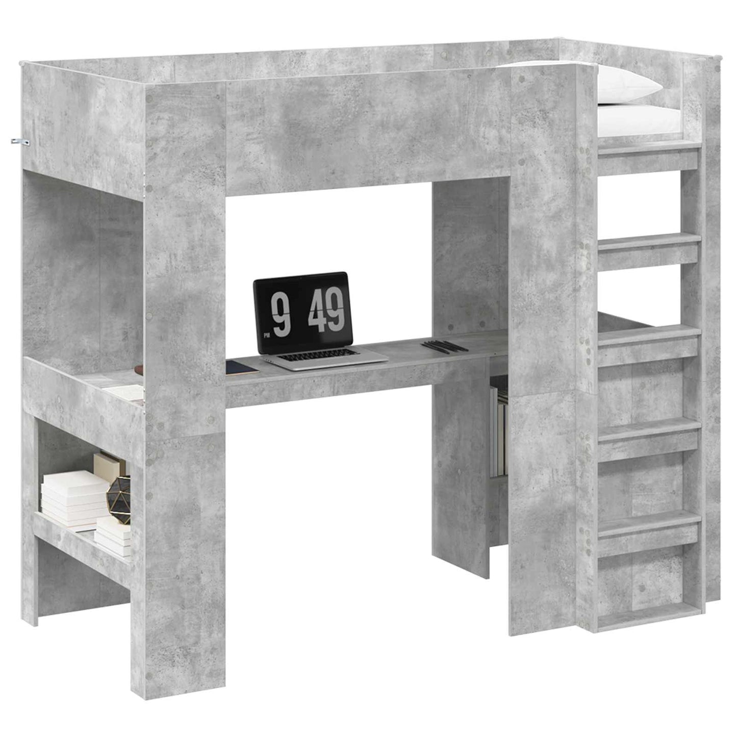 Struttura letto a castello con scrivania Grigio cemento | homemem39