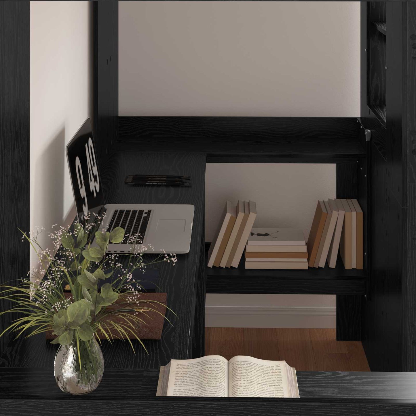 Struttura letto a castello con scrivania Rovere Nero | homemem39