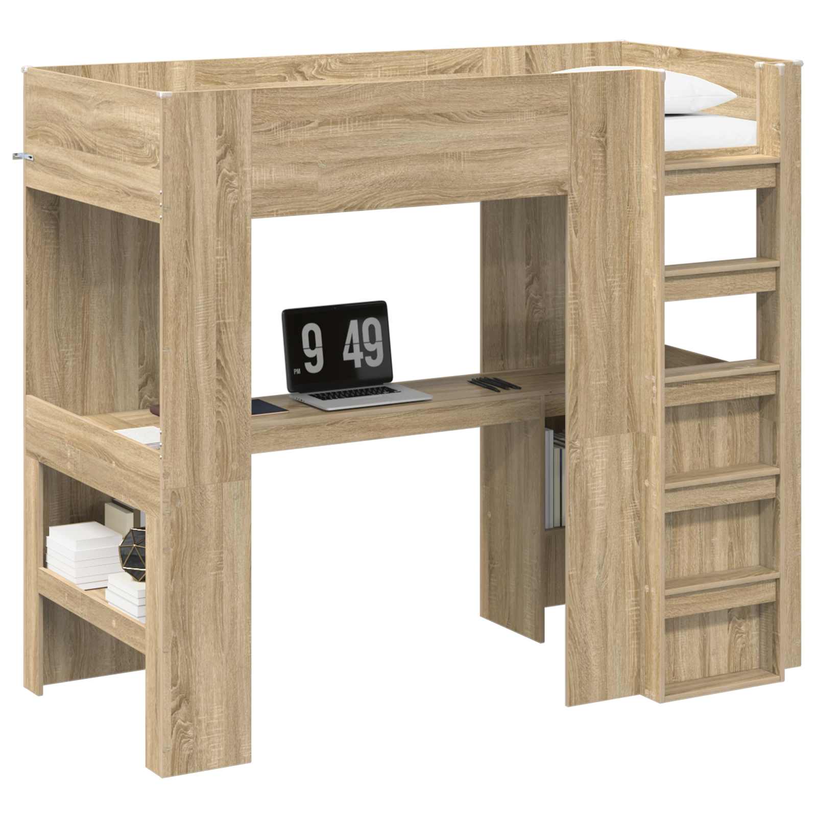 Struttura letto a castello con scrivania Rovere Sonoma | homemem39