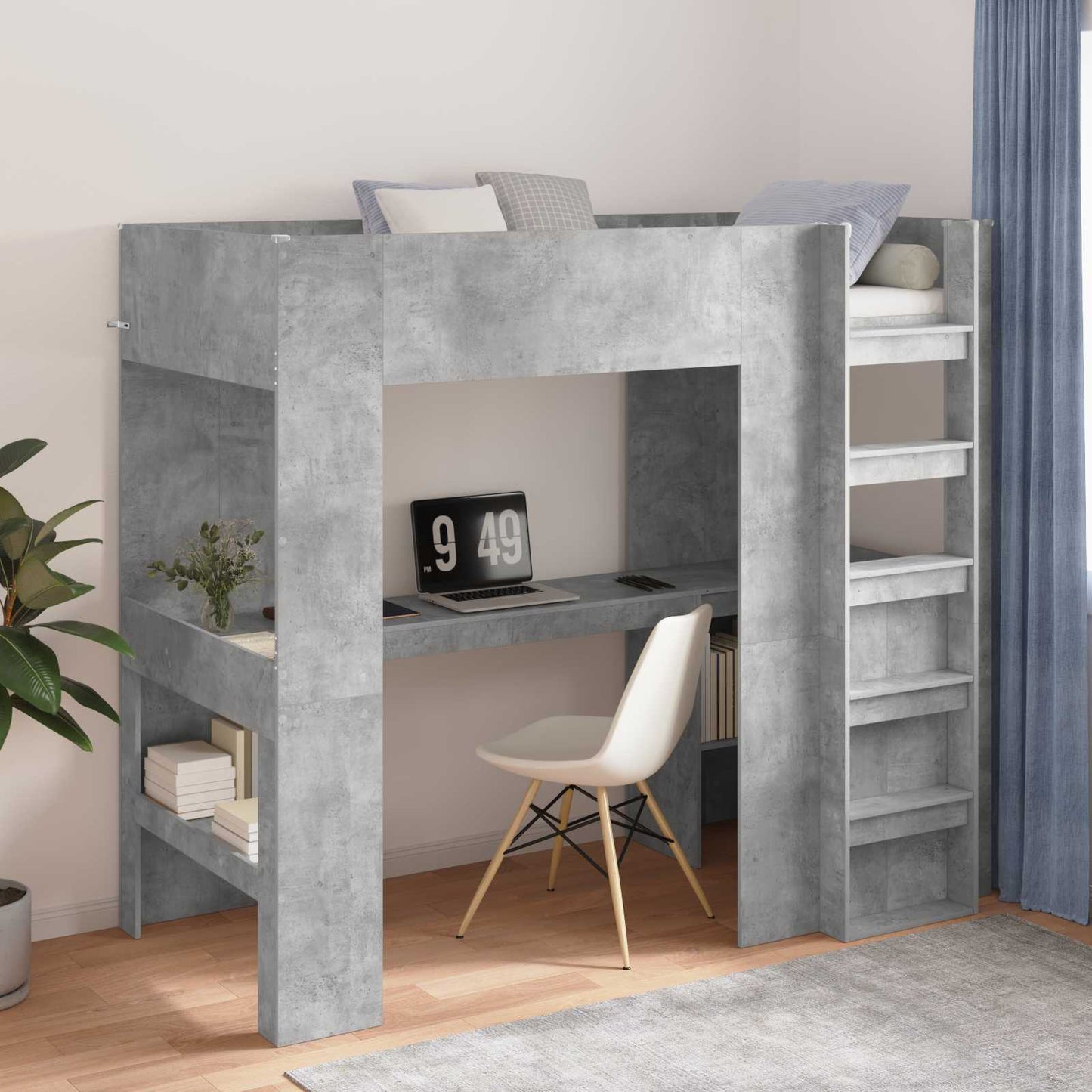 Struttura letto a castello con scrivania Grigio cemento | homemem39
