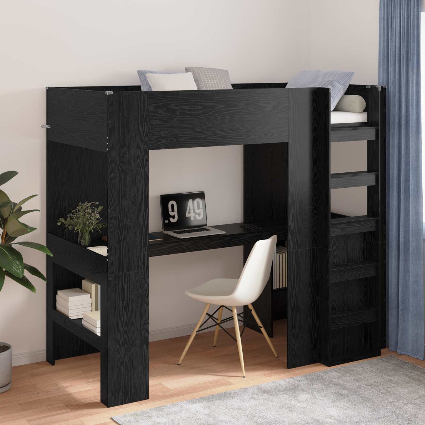 Struttura letto a castello con scrivania Rovere Nero | homemem39