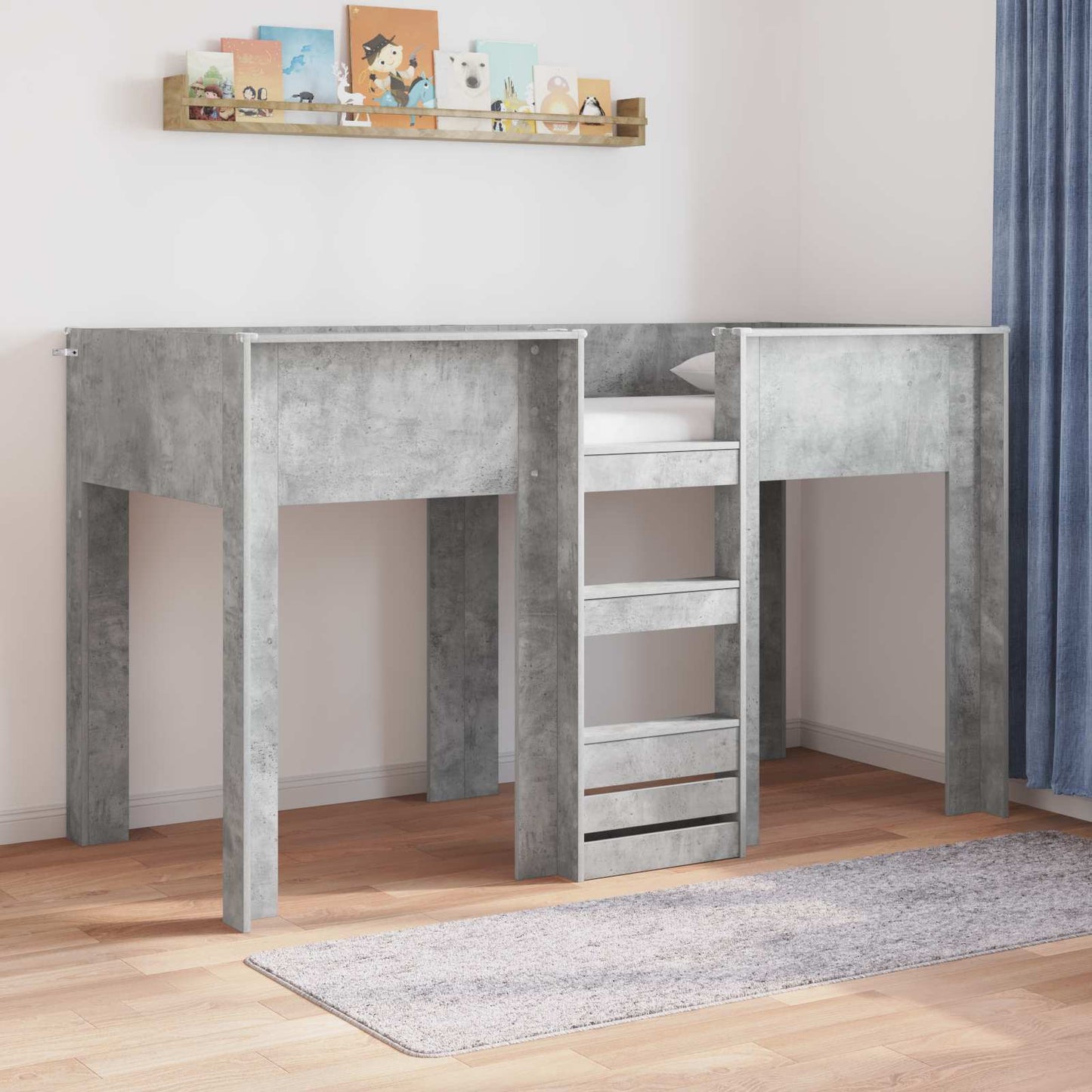 Letto a Castello per Bambini Grigio cemento 75 x 190 cm | homemem39
