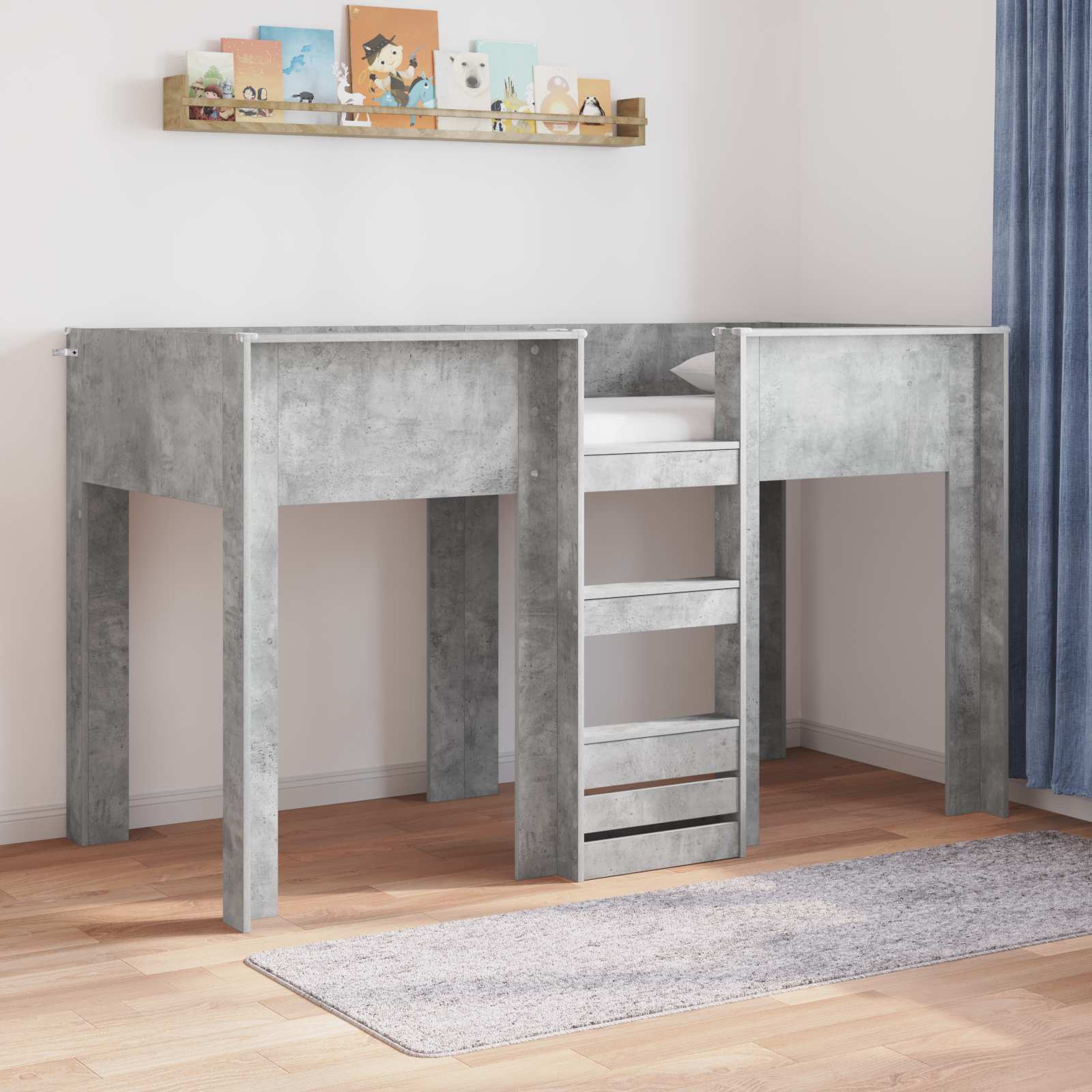 Letto a Castello per Bambini Grigio cemento 75 x 190 cm | homemem39