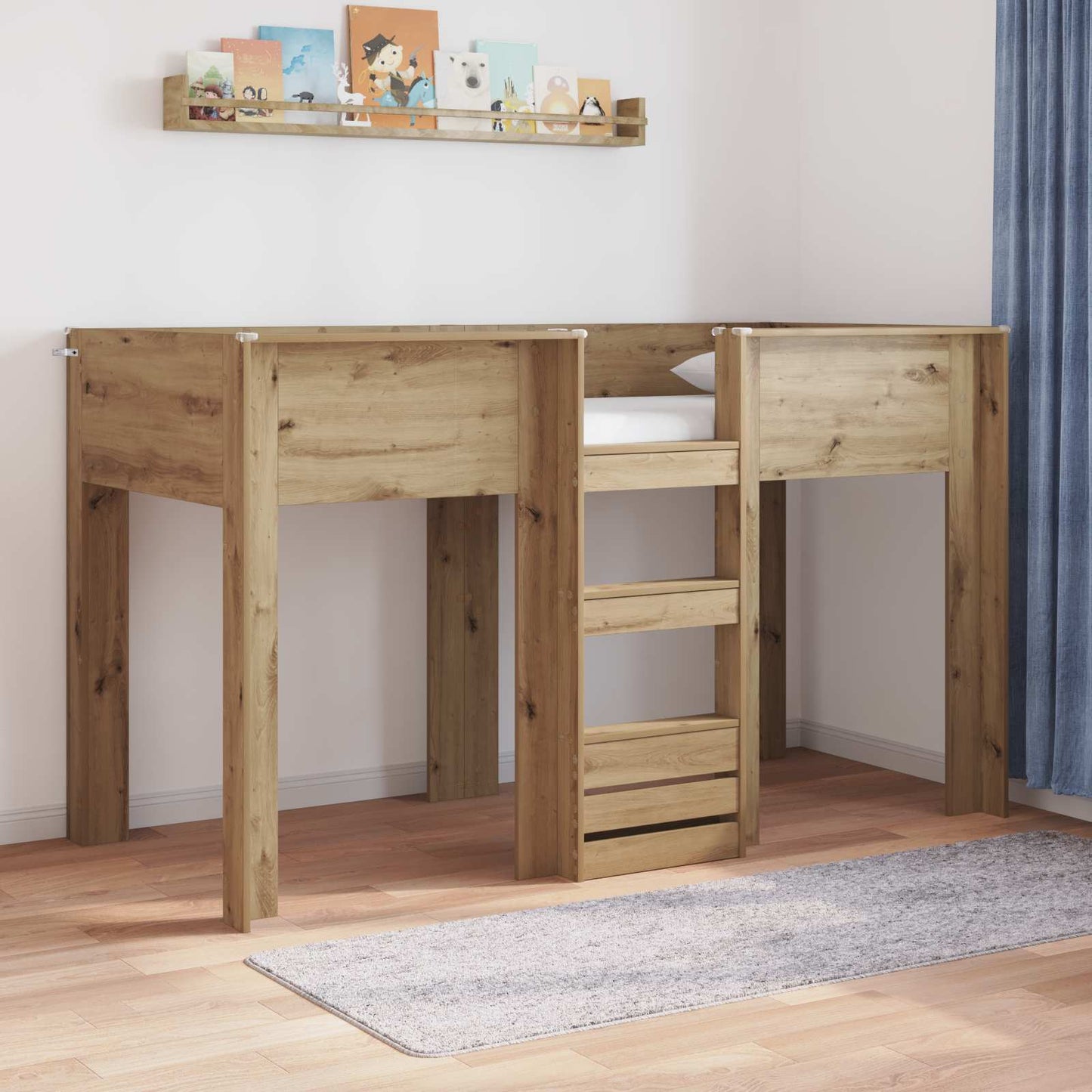 Letto a Castello per Bambini Rovere artigianale 75 x 190 cm | homemem39