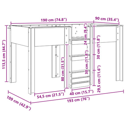 Letto a Castello per Bambini Rovere Nero 90 x 190 cm | homemem39