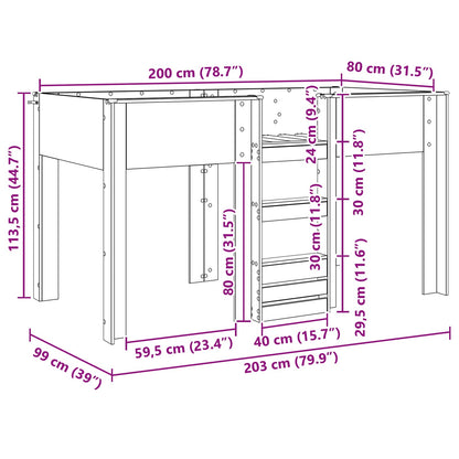 Letto a Castello per Bambini Rovere fumé 80 x 200 cm | homemem39