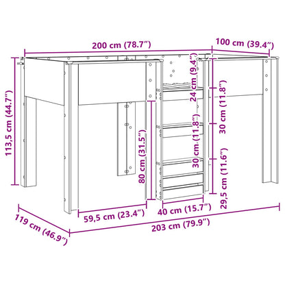 Letto a Castello per Bambini Rovere fumé 100 x 200 cm | homemem39