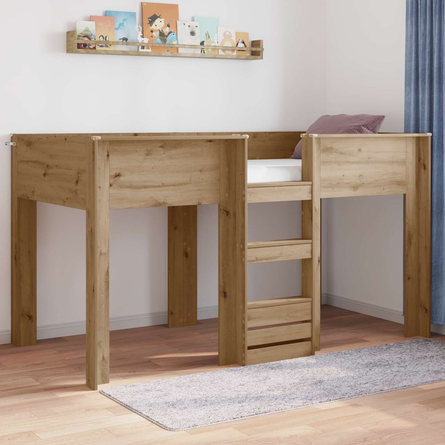 Letto a Castello per Bambini Rovere artigianale 100 x 200 cm
