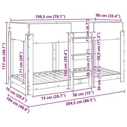 Letto a Castello per Bambini Rovere Sonoma 90 x 200 cm | homemem39