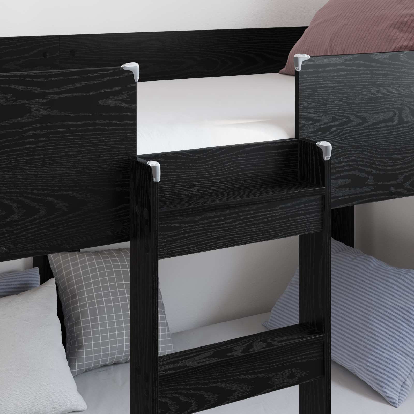 Letto a Castello per Bambini Rovere Nero 80 x 200 cm | homemem39