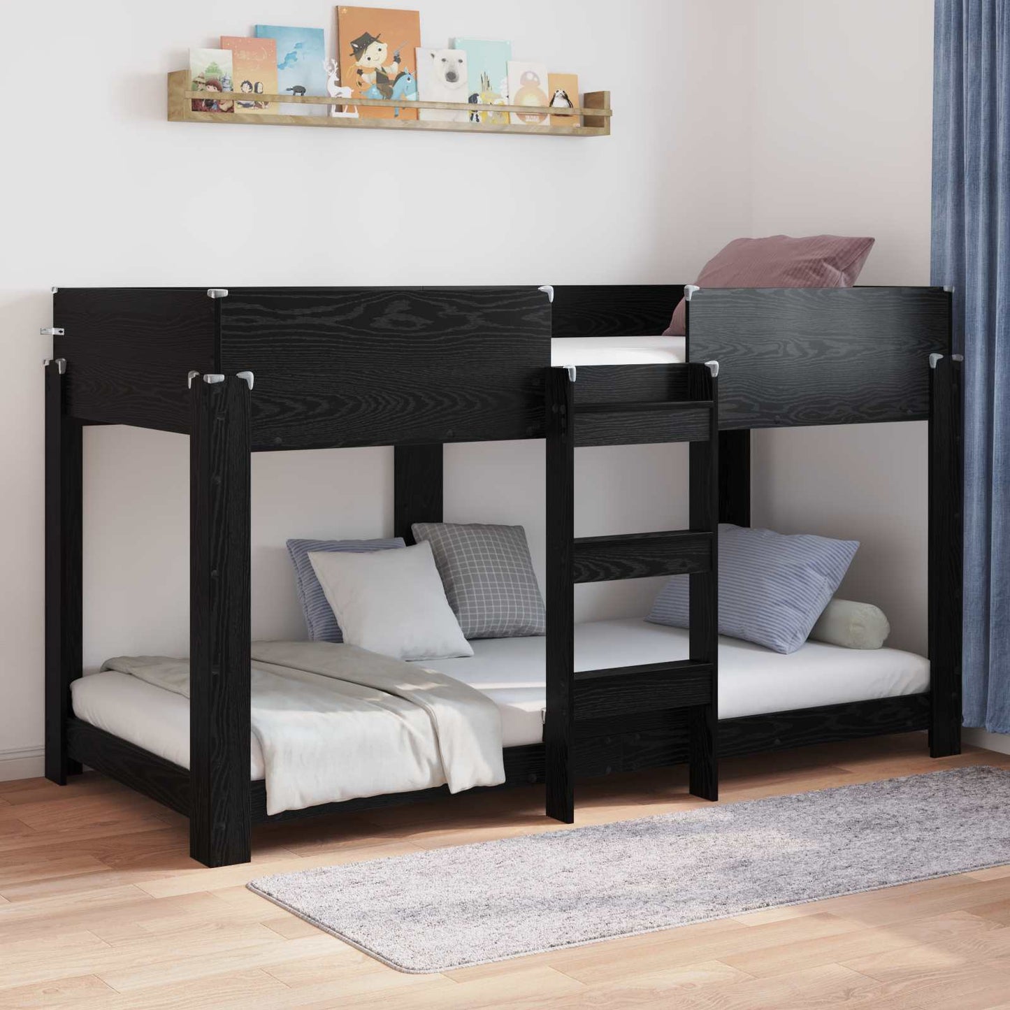 Letto a Castello per Bambini Rovere Nero 80 x 200 cm | homemem39