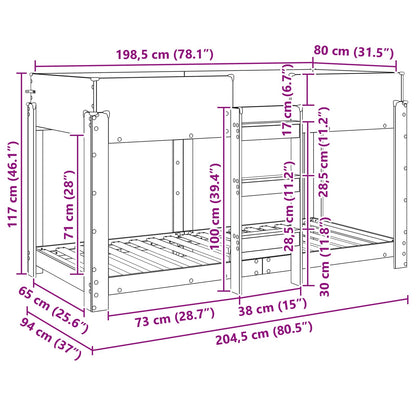 Letto a Castello per Bambini Rovere fumé 90 x 200 cm